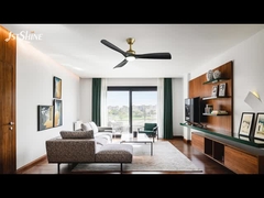 Ventilador de techo LED moderno de 52 pulgadas con motor de CC, cuchillas ABS negras