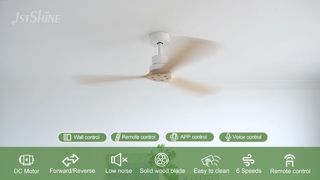 Modern 52 Inch Solid Wood Ceiling Fan with DC Motor