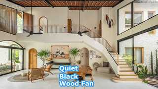 Ventilador de techo de madera negra de 52 pulgadas con motor silencioso de CC