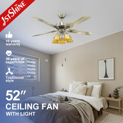 comprar Ventilador de techo de cuchilla de metal de 110V con luz de 52 pulgadas y motor AC Fabricación en línea