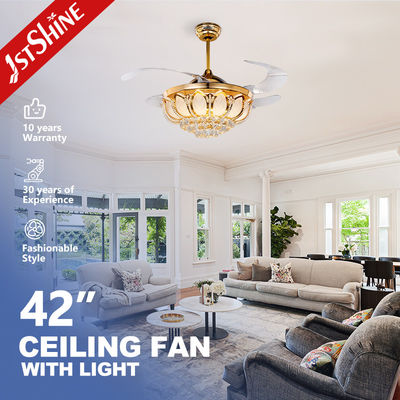 comprar Fan de techo retráctil de cristal de 42 pulgadas de metal ligero de cobre cuchilla ABS Fabricación en línea