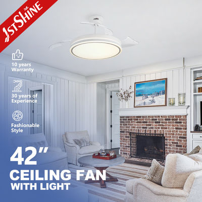 comprar Ventilador de techo LED plegado de 3 colores Control remoto inteligente Lustrero Ventiladores de techo con luces Fabricación en línea
