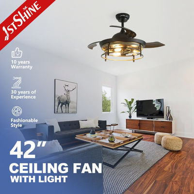 comprar 42 pulgadas de la cuchilla de techo de la fan de estilo invisible del cortijo con la luz Fabricación en línea