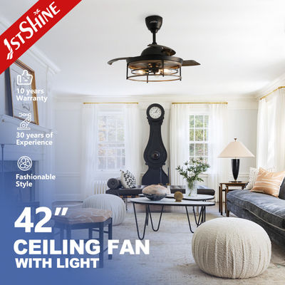 comprar 42 pulgadas Granja E27 LED moderno ventilador de techo invisible retráctil lámparas ventilador de techo luces Fabricación en línea