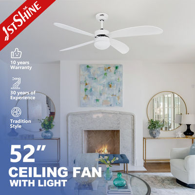 comprar 110-240V/50Hz-60Hz Voltado de entrada Control remoto inteligente Ventilador de techo Cuchillas de madera contrachapada blanca Fabricación en línea