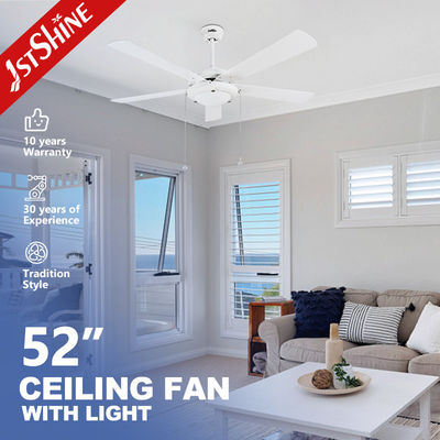 comprar Fener de techo LED moderno de contrachapado con 5 cuchillas Luz de vidrio helado Fabricación en línea