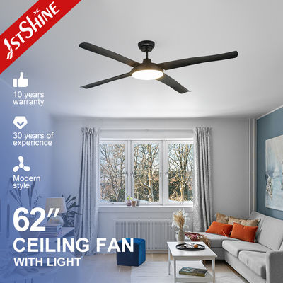 comprar Motor negro moderno de DC del ahorro de la energía de las cuchillas del ABS de la fan de techo del LED 4 Fabricación en línea
