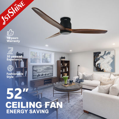 comprar Ventilador de techo de madera de 3 cuchillas con control remoto inteligente y montaje de chorro controlado por aplicación Fabricación en línea