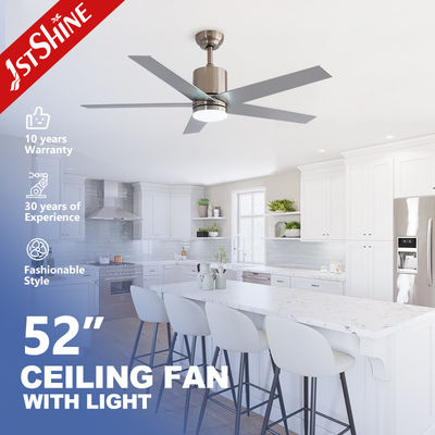 comprar Satin Nickel Ventilador de techo LED moderno con 5 cuchillas de MDF motor DC para el hogar Fabricación en línea