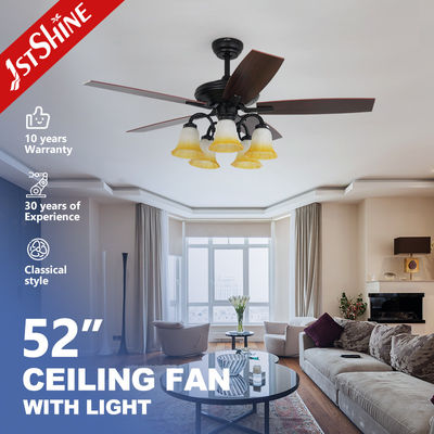 comprar Ventilador de techo tradicional decorativo con lámpara motor CC de 6 velocidades acabado negro mate Fabricación en línea