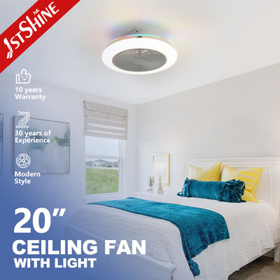 Buen precio Ventilador de techo LED de 20 pulgadas para oficina en casa con mando a distancia y luz RGB multicolor con aspas ocultas en línea