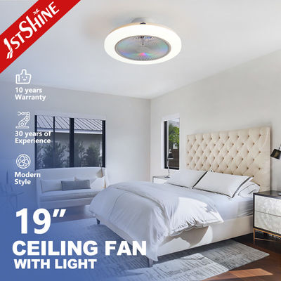 Ventilador de techo cerrado de 19 pulgadas con luz LED y motor DC de montaje a chorro
