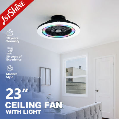 Ventilador sin cuchillas de dormitorio con luz RGB Smart APP negro moderno de pequeño tamaño multicolor