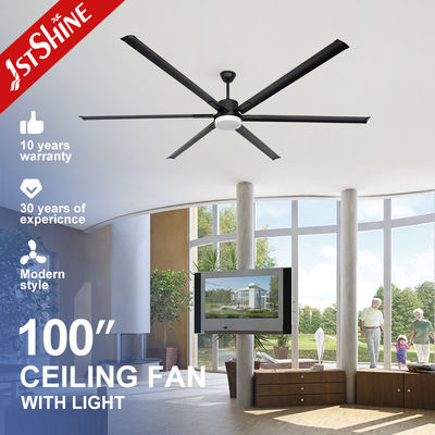 100 pulgadas negro cuchillo de metal moderno gran ventilador de techo de motor de CC con luz LED de 3 colores