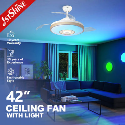 Elegante ventilador de techo interior de metal con cuchillas ocultas y función de luz LED de aire frío