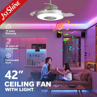 Lujoso y elegante ventilador de techo LED con reproductor de música y control remoto de 42 pulgadas