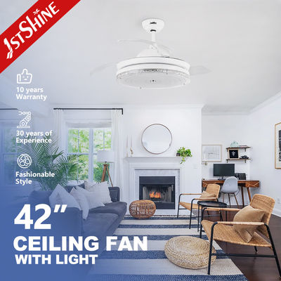 Ventilador de techo LED retráctil de 42 pulgadas de viento estándar para el hogar y la oficina para ahorrar espacio