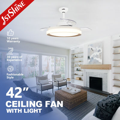 Tipo de motor AC/DC ventilador de techo LED con palas transparentes plegables diseño de ahorro de espacio de 42 pulgadas
