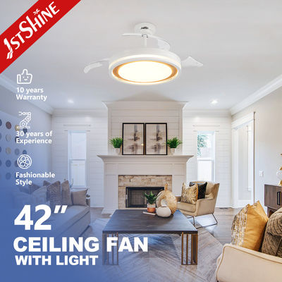 Buen precio Ventilador de techo LED de estilo moderno con cuchillas ocultas y cuchillas PC en blanco en línea