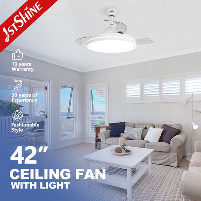 42 pulgadas Satin Nickel LED ventilador de techo con cuchillas plegables y fuente de luz retráctil