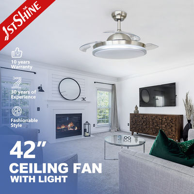 Luz de ventilador de techo retráctil LED 3 velocidad control remoto moderno