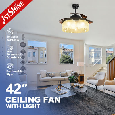 230V diseño de mediados de siglo ventilador de techo de iluminación caliente con cuchillas ocultas y control remoto