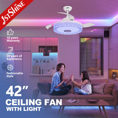 Ventilador de techo LED de control remoto con iluminación de 3 colores y potencia de motor de alta velocidad 35W