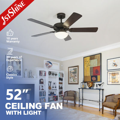 Control de pared 52 pulgadas MDF 5 cuchillas LED ventilador de techo con luz atenuable diseño clásico