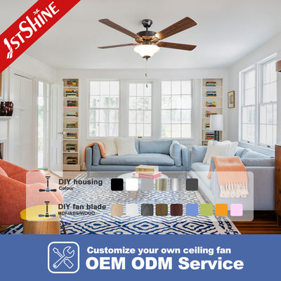 Buen precio Ventilador de techo retro Tendencia Nuevo 5 cuchillas de MDF con luces Cadena de tira tradicional en línea