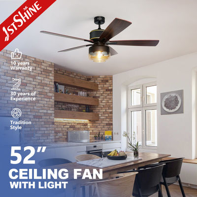 Luz de ventilador de techo metálico con control remoto de 5 velocidades estilo europeo y motor DC silencioso