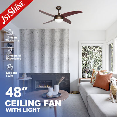 1stshine Viento natural 4 hojas de MDF ventilador de techo LED con luz y diseño moderno remoto