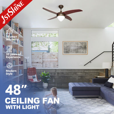 Ventilador de techo eléctrico de lujo de 48 pulgadas con fuente de luz LED y estilo de diseño moderno