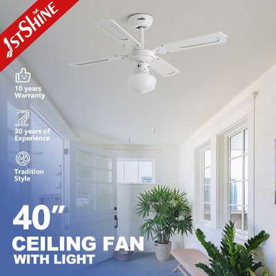 Ventilador de techo decorativo tradicional de 4 hojas de MDF con cadena de tracción