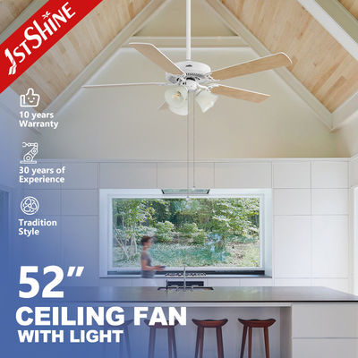 Ventilador de techo decorativo tradicional de 35W con cadena de tracción 5 cuchillas Mdf para sala de estar