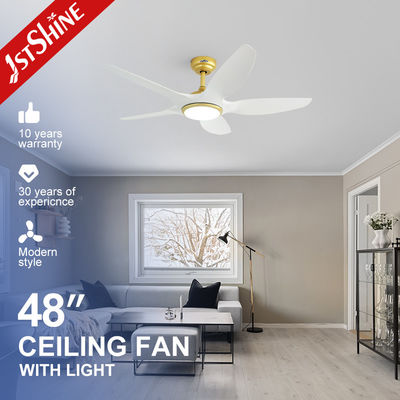 5 Ventilador de techo de cuchilla de plástico con luz LED atenuable Blanco Negro Motor de corriente continua con bajo ruido