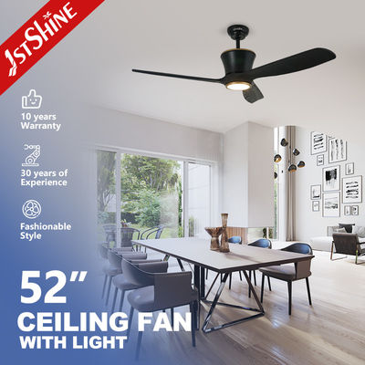 Fuente de alimentación de cobre puro de corriente continua con lámparas de madera negras ventilador de techo LED con iluminación de 3 colores