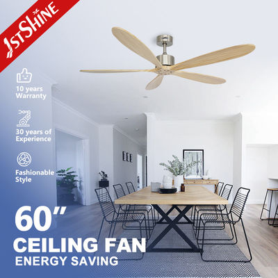 5 Ventiladores de techo de control remoto de motor de CC silencioso de madera maciza para aire de enfriamiento de moho privado