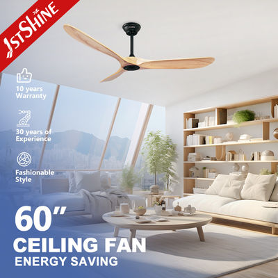 Ventilador de techo inteligente de control remoto con 3 palas de madera sólida y fuente de energía eléctrica