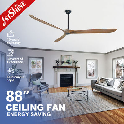 Fuente de energía eléctrica 220V motor de corriente continua 88 pulgadas ventilador de techo de madera con control remoto inteligente