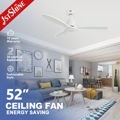 Ventilador de techo de madera maciza de interior blanco moderno con motor de CC de control remoto