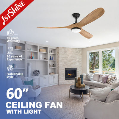 3 Ventilador de techo de cuchilla de madera con luz LED atenuable Hotel decorativo en interiores