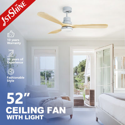 Ventilador de techo de madera con motor de níquel cepillado de control remoto de 5 velocidades y tamaño de hoja de 52 