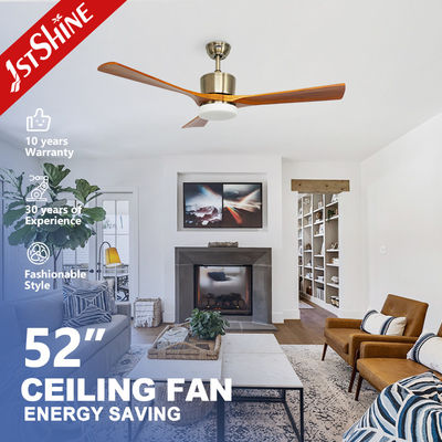 Fan de techo de madera maciza de 52 pulgadas con soluciones de iluminación inteligente de luz y remoto inteligente