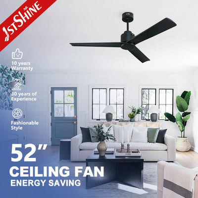 Ventilador de techo interior decorativo de madera de metal de 52 pulgadas con 5 velocidades y palas de madera natural
