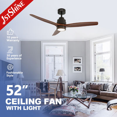 Ventilador de techo LED de madera sólida ergonómico remoto con motor de corriente continua apagable