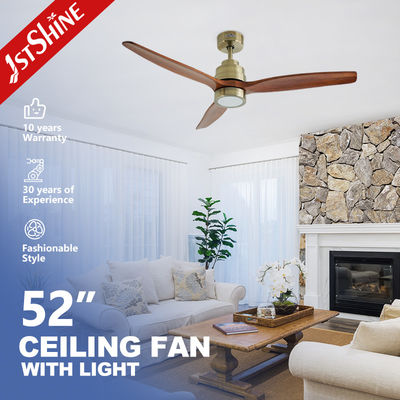 1stshine ventilador de techo LED con latón antiguo y madera sólida iluminación LED de 3 colores