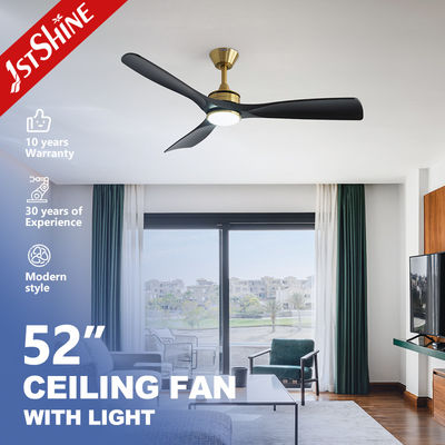 Ventilador de techo LED moderno de 52 pulgadas con motor de CC, cuchillas ABS negras