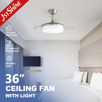 Ventilador de techo retráctil de 36 pulgadas con luz atenuable y cuchillas plegables para dormitorio u oficina
