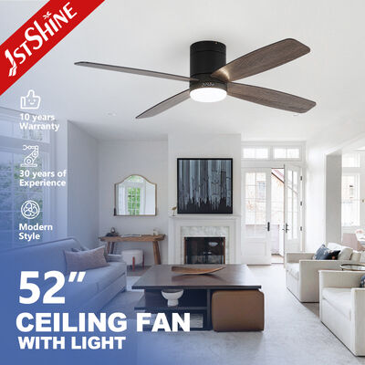 Ventilador de techo empotrado de 52 pulgadas con luz LED y motor DC silencioso para techos bajos