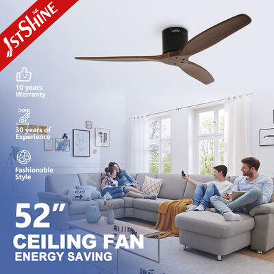 Ventilador de techo de madera maciza de 52 pulgadas con motor DC y control remoto para el hogar y la oficina